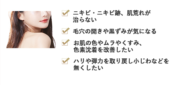 ニキビやニキビ跡が気になる ブツブツ毛穴が目立つ ニキビができにくい肌になりたい そんなあなたにおすすめ！